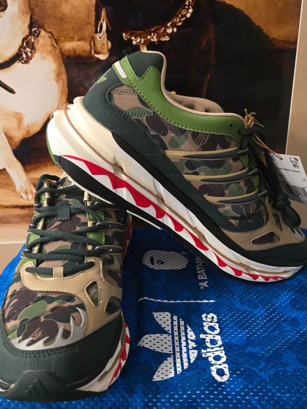 BAPE x adidas Adistar HRMY 'Green Camo' KJ8850 Mens Shoes Sneaker Size 10.5 NEW